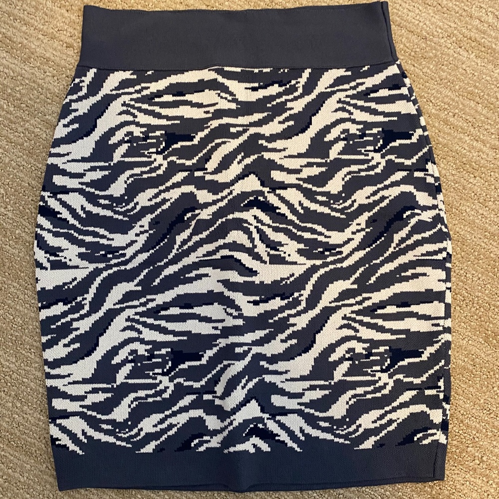 Leith Blue Zebra Print Mini Skirt